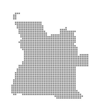 Piksel Angola Haritası. Vektör noktalı beyaz arka plan üzerinde izole Angola Haritası. Soyut bilgisayar grafik Angola Haritası. vektör çizim.