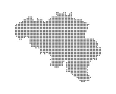 Piksel Belçika Haritası. Vektör noktalı beyaz arka plan üzerinde izole Belçika Haritası. Soyut bilgisayar grafik Belçika Haritası. vektör çizim.