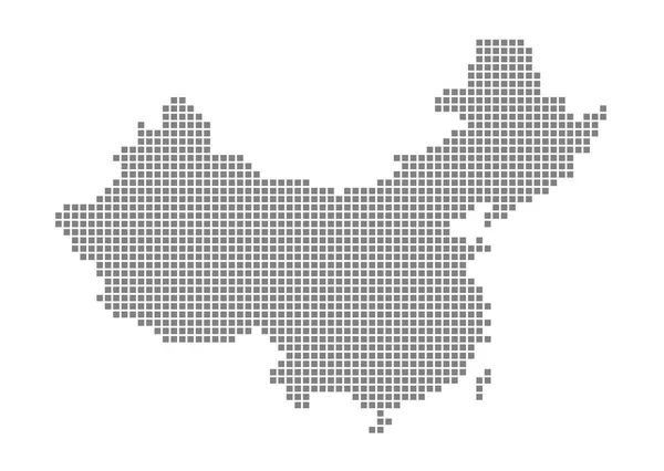 中国像素地图 中国的矢量点图在白色背景下被孤立 中国地图抽象计算机图形 矢量插图 — 图库矢量图片