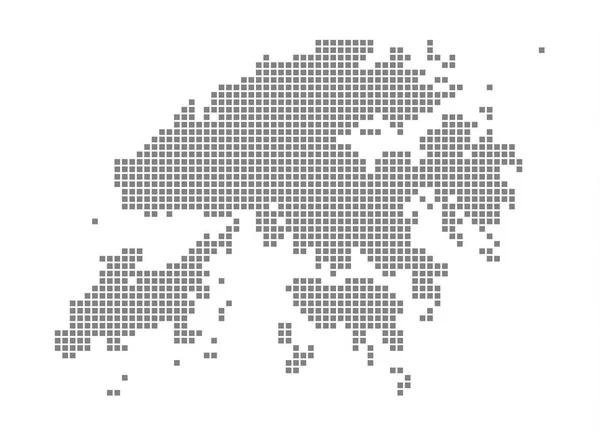 香港像素地图 香港的矢量点图在白色背景下被隔离 香港地图的抽象计算机图形 矢量插图 — 图库矢量图片