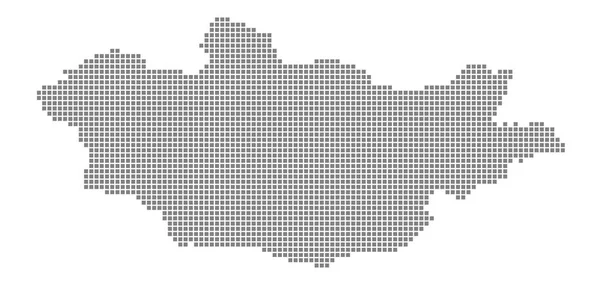 蒙古的像素地图 蒙古的矢量点图被孤立在白色背景上 蒙古地图的抽象计算机图形 矢量插图 — 图库矢量图片