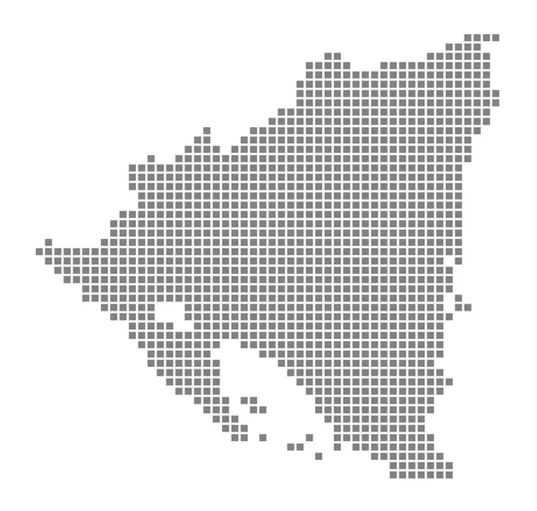 尼加拉瓜像素地图 在白色背景下孤立的尼加拉瓜矢量点图 尼加拉瓜地图的抽象计算机图形 矢量插图 — 图库矢量图片