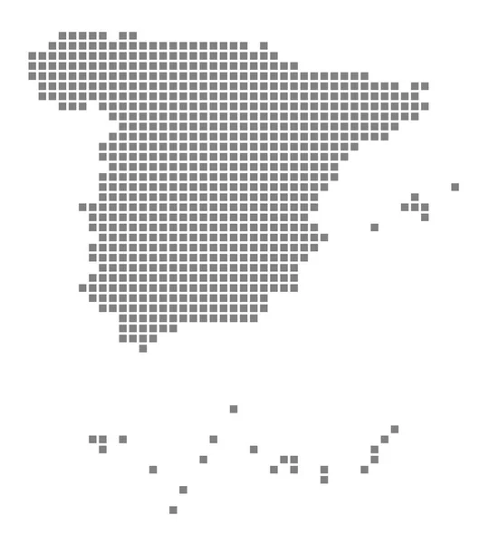 西班牙像素地图 在白色背景下孤立的西班牙矢量虚线地图 西班牙地图的抽象计算机图 矢量插图 — 图库矢量图片