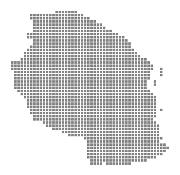 Piksel Tanzanya Haritası. Vektör noktalı beyaz arka plan üzerinde izole Tanzanya Haritası. Soyut bilgisayar grafik Tanzanya Haritası. vektör çizim.