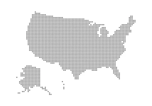 Pixel Mapa Usa Vektor Tečkovaný Mapa Usa Izolované Bílém Pozadí — Stockový vektor