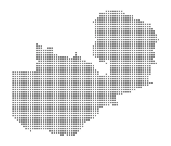 赞比亚的像素地图 赞比亚的矢量点图被隔离在白色背景上 赞比亚地图的抽象计算机图形 矢量插图 — 图库矢量图片