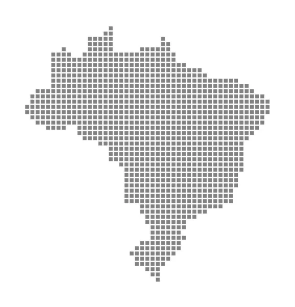 Pixel Kaart Van Brazilië Vector Gestippelde Kaart Van Brazilië Geïsoleerd — Stockvector