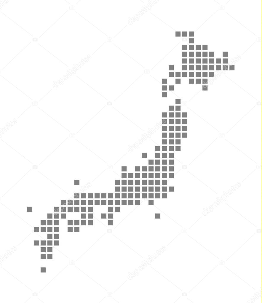 Pixel map of Japan. Vector dotted map of Japan isolated on white background. Abstract computer graphic of Japan map. vector illustration.