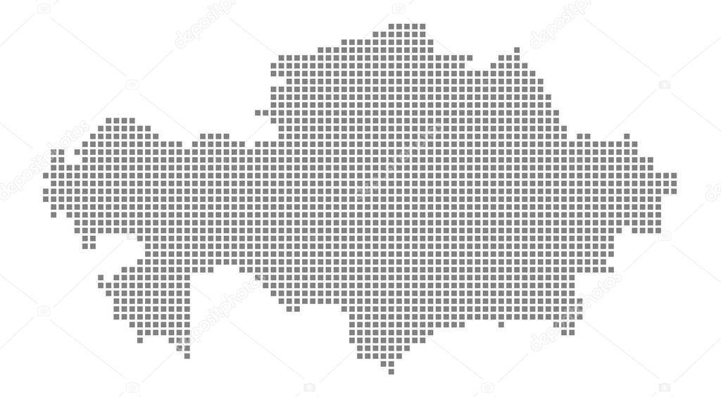 Pixel map of Kazakhstan. Vector dotted map of Kazakhstan isolated on white background. Abstract computer graphic of Kazakhstan map. vector illustration.