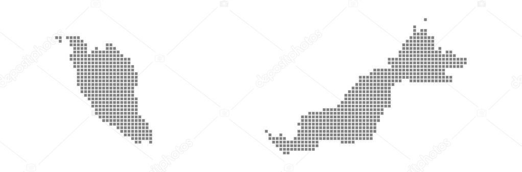 Pixel map of Malaysia. Vector dotted map of Malaysia isolated on white background. Abstract computer graphic of Malaysia map. vector illustration.