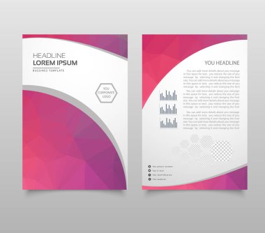 Modern broşür düzen, el ilanı ve kapak tasarım şablonu poligonal kağıt uçak grafik ile. Modern üçgen sunu şablonu. İş tasarım arka plan. Vektör çizim.