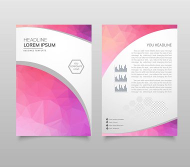 Modern broşür düzen, el ilanı ve kapak tasarım şablonu poligonal kağıt uçak grafik ile. Modern üçgen sunu şablonu. İş tasarım arka plan. Vektör çizim.