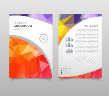 Modern broşür düzen, el ilanı ve kapak tasarım şablonu poligonal kağıt uçak grafik ile. Modern üçgen sunu şablonu. İş tasarım arka plan. Vektör çizim.