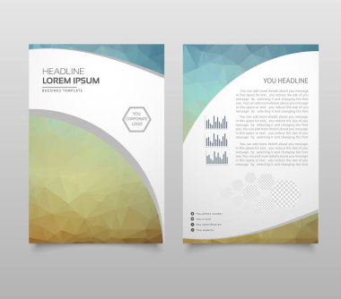 Modern broşür düzen, el ilanı ve kapak tasarım şablonu poligonal kağıt uçak grafik ile. Modern üçgen sunu şablonu. İş tasarım arka plan. Vektör çizim.