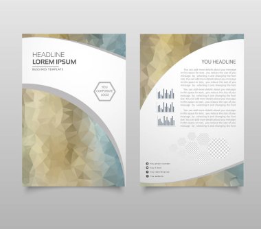 Modern broşür düzen, el ilanı ve kapak tasarım şablonu poligonal kağıt uçak grafik ile. Modern üçgen sunu şablonu. İş tasarım arka plan. Vektör çizim.