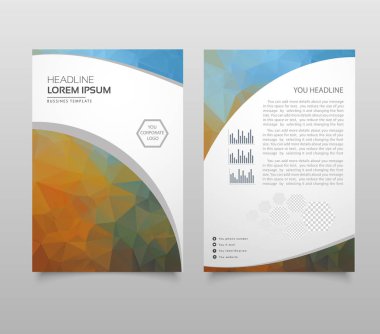 Modern broşür düzen, el ilanı ve kapak tasarım şablonu poligonal kağıt uçak grafik ile. Modern üçgen sunu şablonu. İş tasarım arka plan. Vektör çizim.