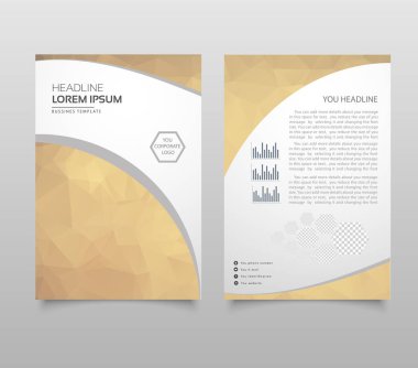 Modern broşür düzen, el ilanı ve kapak tasarım şablonu poligonal kağıt uçak grafik ile. Modern üçgen sunu şablonu. İş tasarım arka plan. Vektör çizim.