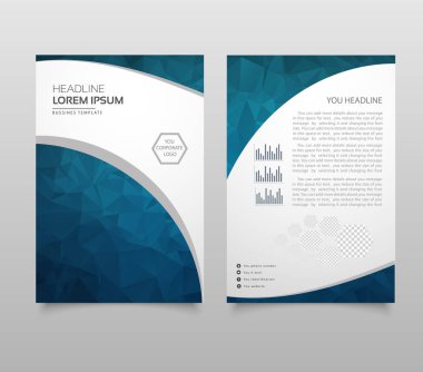 Modern broşür düzen, el ilanı ve kapak tasarım şablonu poligonal kağıt uçak grafik ile. Modern üçgen sunu şablonu. İş tasarım arka plan. Vektör çizim.