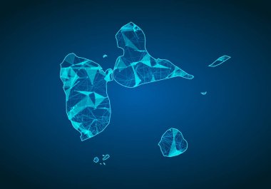 Soyut mash ölçekler guadeloupe haritası ile koyu arka plan üzerinde çizgi ve nokta. Soyut ağ vektör guadeloupe kavramı. Internet ve bağlantı arka plan harita. Üçgen, nokta, çizgi vektör.