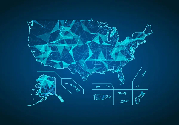 Absztrakt Cefre Vonal Pont Mérlegek Sötét Háttér Térképpel Amerikai Egyesült — Stock Vector