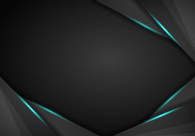 Soyut metalik modern mavi siyah çerçeve tasarım yenilik konsepti düzen arka plan. Teknolojik altyapı ile Metalik bayrak. Koyu arka plan. Vektör çizim Eps 10.