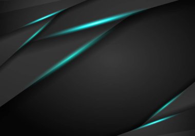 Soyut metalik modern mavi siyah çerçeve tasarım yenilik konsepti düzen arka plan. Teknolojik altyapı ile Metalik bayrak. Koyu arka plan. Vektör çizim Eps 10.