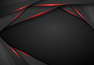 Soyut metalik siyah kırmızı çerçeve spor tasarım kavramı yenilik arka plan. Teknolojik altyapı ile Metalik bayrak. vektör çizim.