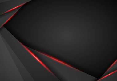 Metalik modern siyah kırmızı çerçeve tasarım yenilik konsepti düzen arka plan soyut. Teknolojik altyapı ile Metalik bayrak. Koyu arka plan. Vektör çizim Eps 10.