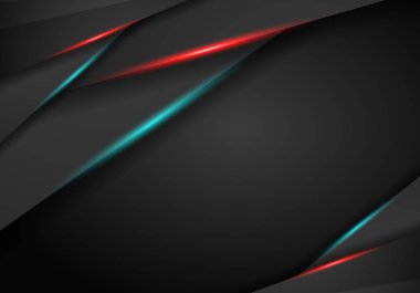 Soyut metalik siyah kırmızı ve mavi çerçeve düzeni modern teknoloji tasarım şablonu bir arka plan ile. Vektör grafik şablon tasarım. Teknolojik altyapı ile Metalik bayrak.