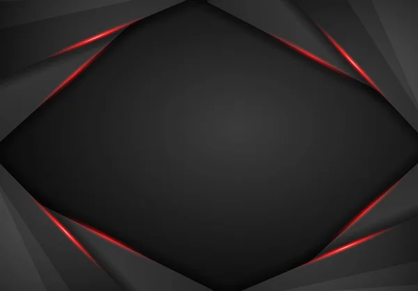 Abstracto Metálico Negro Red Frame Sport Design Concept Innovation Background — Vector de stock