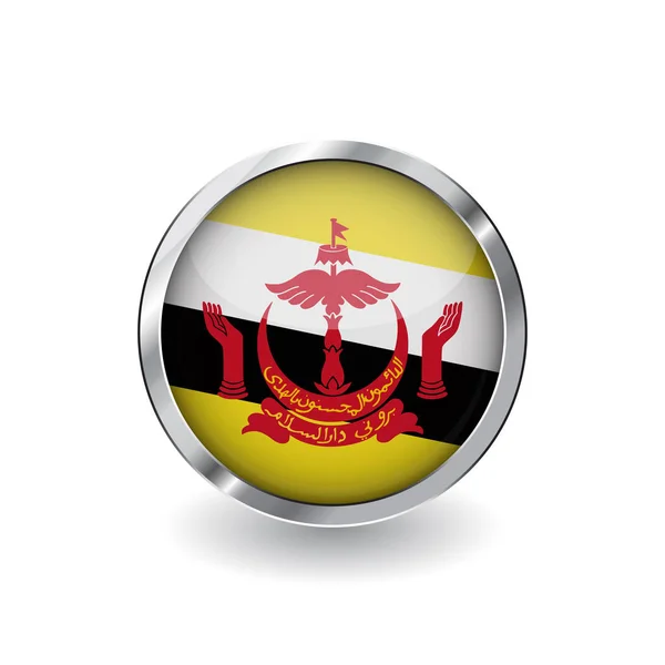 Zászló Brunei Fém Váz Shadow Gombra Brunei Zászló Vektor Ikon — Stock Vector