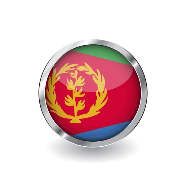 Flag Eritrea Button Metal Frame Shadow Eritrea Flag Vector Icon — Stock Vector