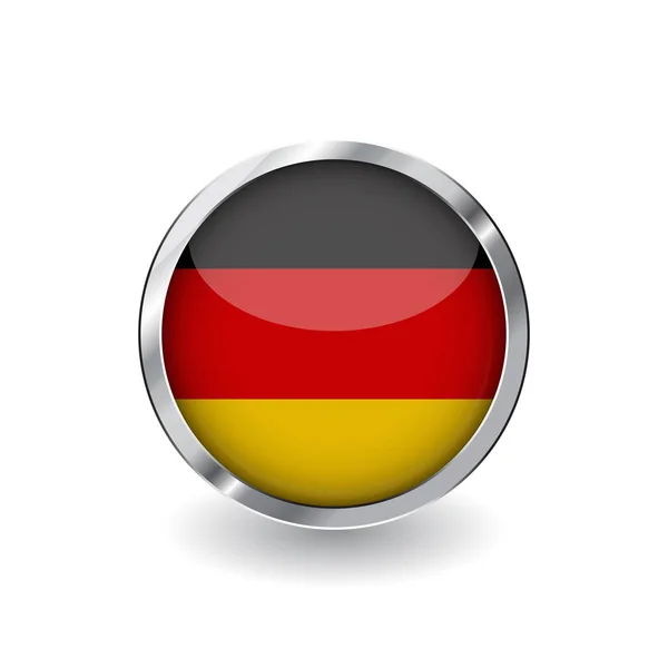 Vlajka Německa Tlačítko Kovovým Rámem Stín Vlajka Německo Vektorové Ikony — Stockový vektor