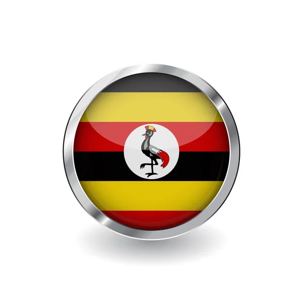 Bandeira Uanabol Botão Com Moldura Metal Sombra Ícone Vetor Bandeira —  Vetores de Stock