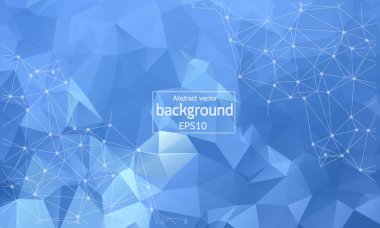 Mavi beyaz poligonal uzay arka plan bağlantı noktalar ve çizgiler ile. Bağlantı yapısı. Vektör bilim arka plan. Poligonal vektör arka plan. Fütüristik Hud arka plan.