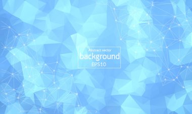 Soyut yumuşak Çokgen alanı ile mavi arka plan bağlantı noktalar ve çizgiler. Bağlantı yapısı. Vektör bilim arka plan. Poligonal vektör arka plan. Fütüristik Hud arka plan.