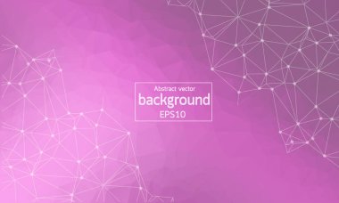 Soyut mor kenarlı uzay arka plan noktalar ve çizgiler bağlanma. Bağlantı yapısı. Vektör bilim arka plan. Poligonal vektör arka plan. Fütüristik Hud arka plan.