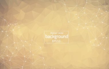 Noktaları ve Çizgileri Birleştiren Soyut Koyu Kahverengi Çokgen Uzay Arkaplanı. Geometrik Çokgen arka plan molekülü ve iletişim. Bilim, kimya, biyoloji, tıp, teknoloji kavramı.