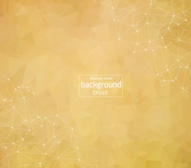 Noktaları ve Çizgileri Birleştiren Soyut Kahverengi Çoklu Alan Arkaplanı. Geometrik Çokgen arka plan molekülü ve iletişim. Bilim, kimya, biyoloji, tıp, teknoloji kavramı.