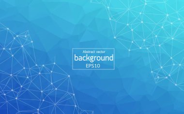 Geometrik Mavi Çokgen arka plan molekülü ve iletişim. Noktalarla birleştirilmiş çizgiler. Minimalizm geçmişi. Bilim, kimya, biyoloji, tıp, teknoloji kavramı.