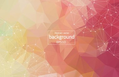 Geometrik kırmızı beyaz poligonal arka plan molekül ve iletişim. Bağlantılı çizgilerin noktalı. Minimalizm arka plan. Bilim, kimya, biyoloji, tıp, teknoloji kavramı.