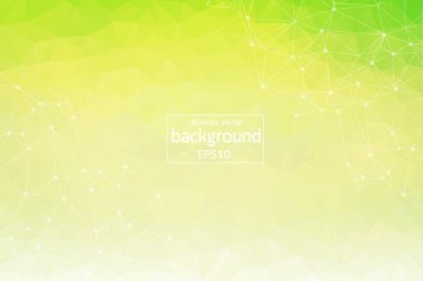 Beyaz yeşil poligonal uzay arka plan bağlantı noktalar ve çizgiler ile. Geometrik poligonal arka plan molekül ve iletişim. Bilim, kimya, biyoloji, tıp, teknoloji kavramı.