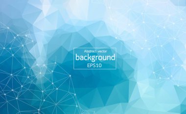 Noktaları ve Çizgileri Birleştiren Soyut Mavi Çoklu Alan Arkaplanı. Geometrik Çokgen arka plan molekülü ve iletişim. Bilim, kimya, biyoloji, tıp, teknoloji kavramı.