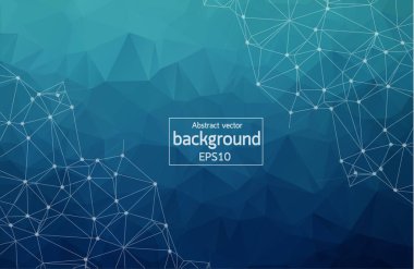 Noktaları ve Çizgileri Birleştiren Soyut Mavi Çoklu Alan Arkaplanı. Geometrik Çokgen arka plan molekülü ve iletişim. Bilim, kimya, biyoloji, tıp, teknoloji kavramı.