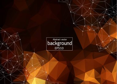 Soyut koyu kahverengi geometrik poligonal arka plan molekül ve iletişim. Bağlantılı çizgilerin noktalı. Bilim, kimya, biyoloji, tıp, teknoloji kavramı.