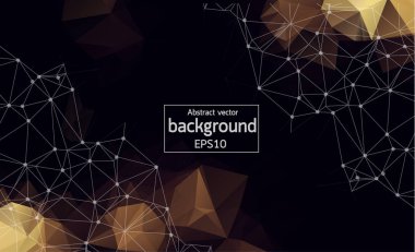 Soyut Dark Geometric Polygonal arkaplan molekülü ve iletişim. Noktalarla birleştirilmiş çizgiler. Bilim, kimya, biyoloji, tıp, teknoloji kavramı.