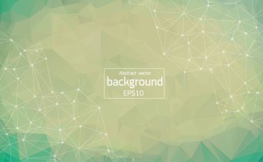 Soyut ışık yeşil geometrik poligonal arka plan molekül ve iletişim. Bağlantılı çizgilerin noktalı. Bilim, kimya, biyoloji, tıp, teknoloji kavramı.