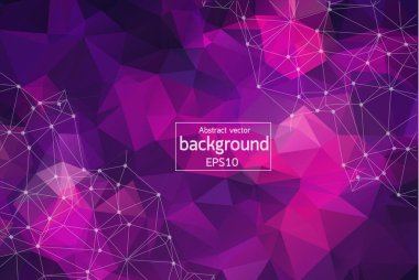 Soyut mor geometrik poligonal arka plan molekül ve iletişim. Bağlantılı çizgilerin noktalı. Bilim, kimya, biyoloji, tıp, teknoloji kavramı.