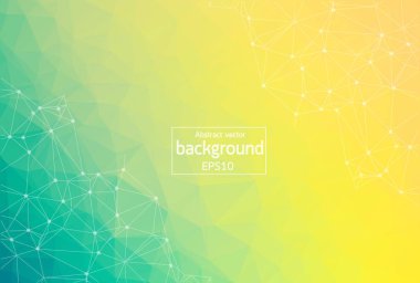 Soyut sarı yeşil ışık geometrik poligonal arka plan molekül ve iletişim. Bağlantılı çizgilerin noktalı. Bilim, kimya, biyoloji, tıp, teknoloji kavramı.
