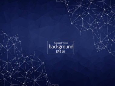 Soyut Dark Geometric Polygonal arkaplan molekülü ve iletişim. Noktalarla birleştirilmiş çizgiler. Bilim, kimya, biyoloji, tıp, teknoloji kavramı.